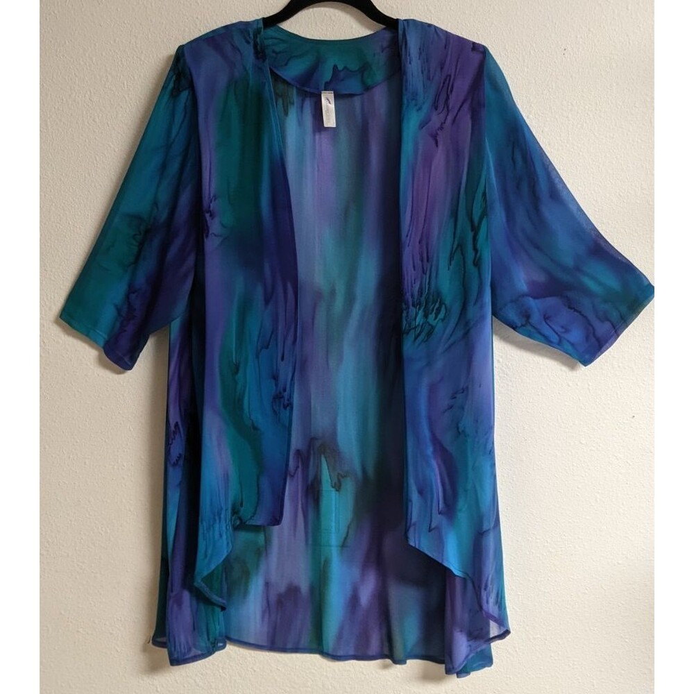 Women's NEW~Galilee Silk - Long Hand Painted Silk Jacket or Coat  Israel  $349